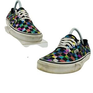Vans Iridescent Black Checkerboard Skate M 7 W 8.5